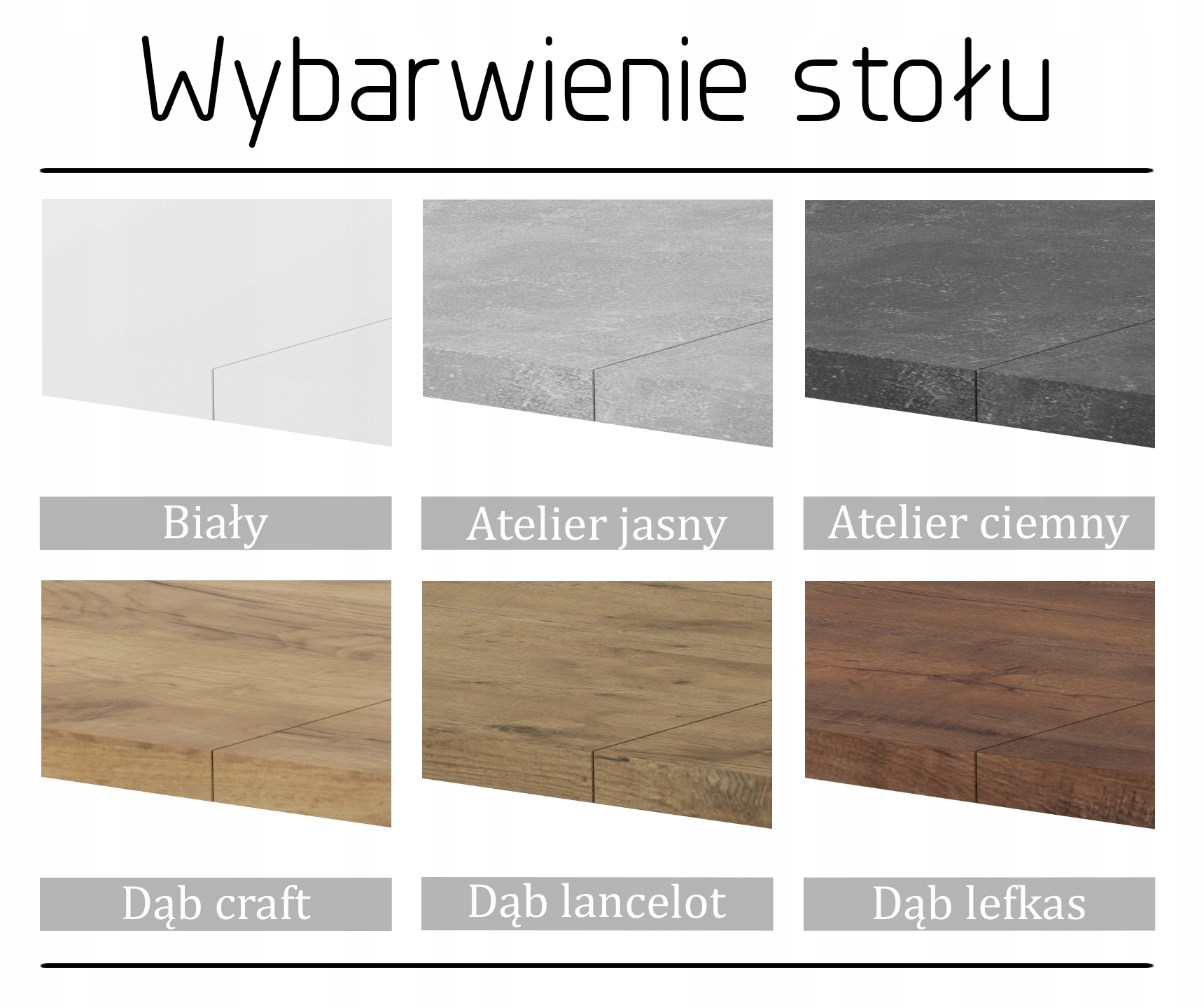 Stół 80x140/180 cm + 6 krzeseł EKO CZARNE Kolor blatu inny kolor