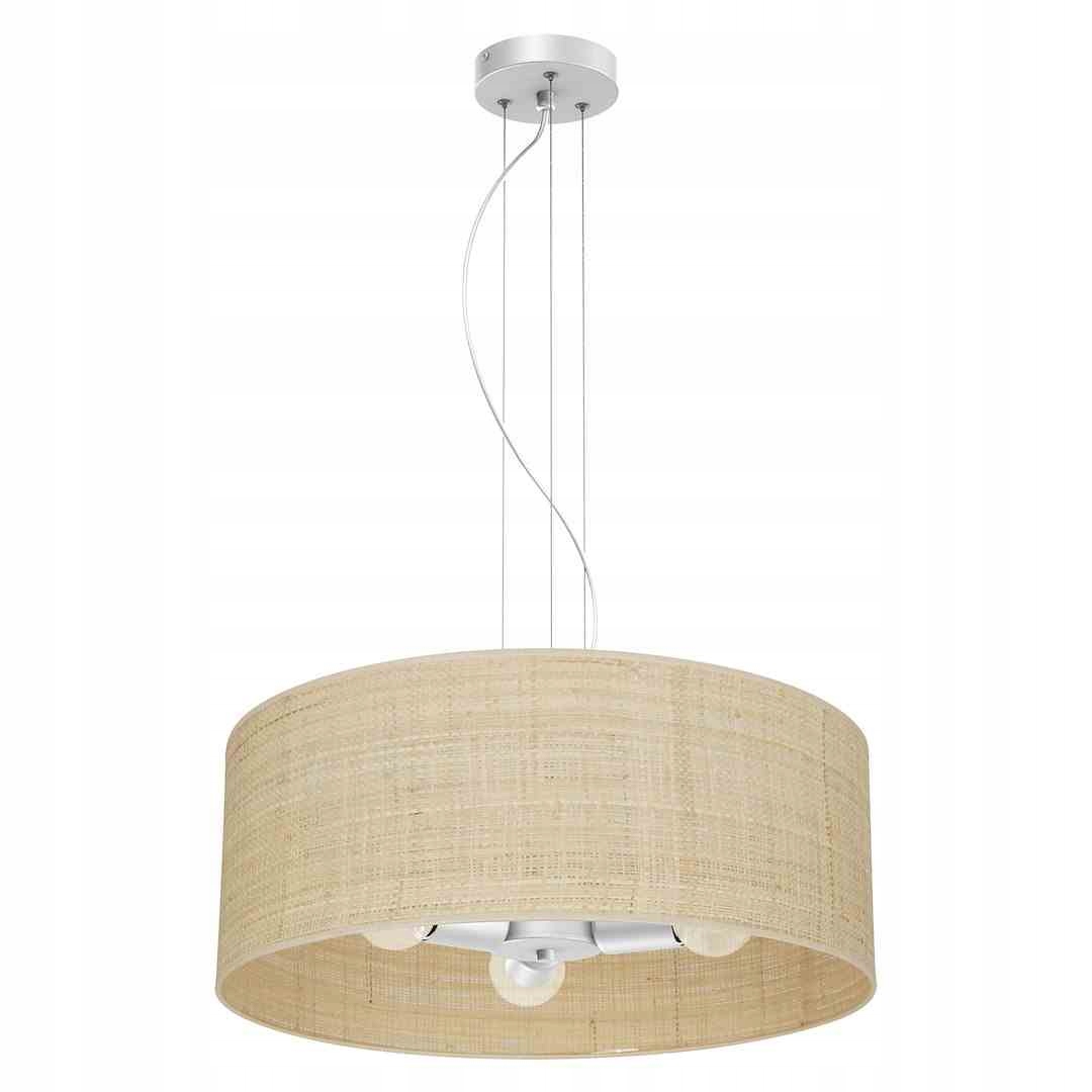 MiLAGRO Závesná lampa Marshall biela/ratan 3Xe27 Stropný luster
