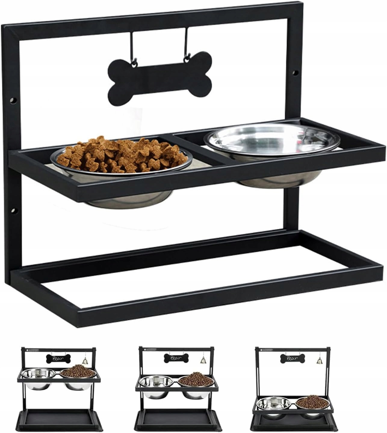 Levně Misky Pro Psa 2 Kusy Nerezová Ocel S Nastavitelným Stojanem