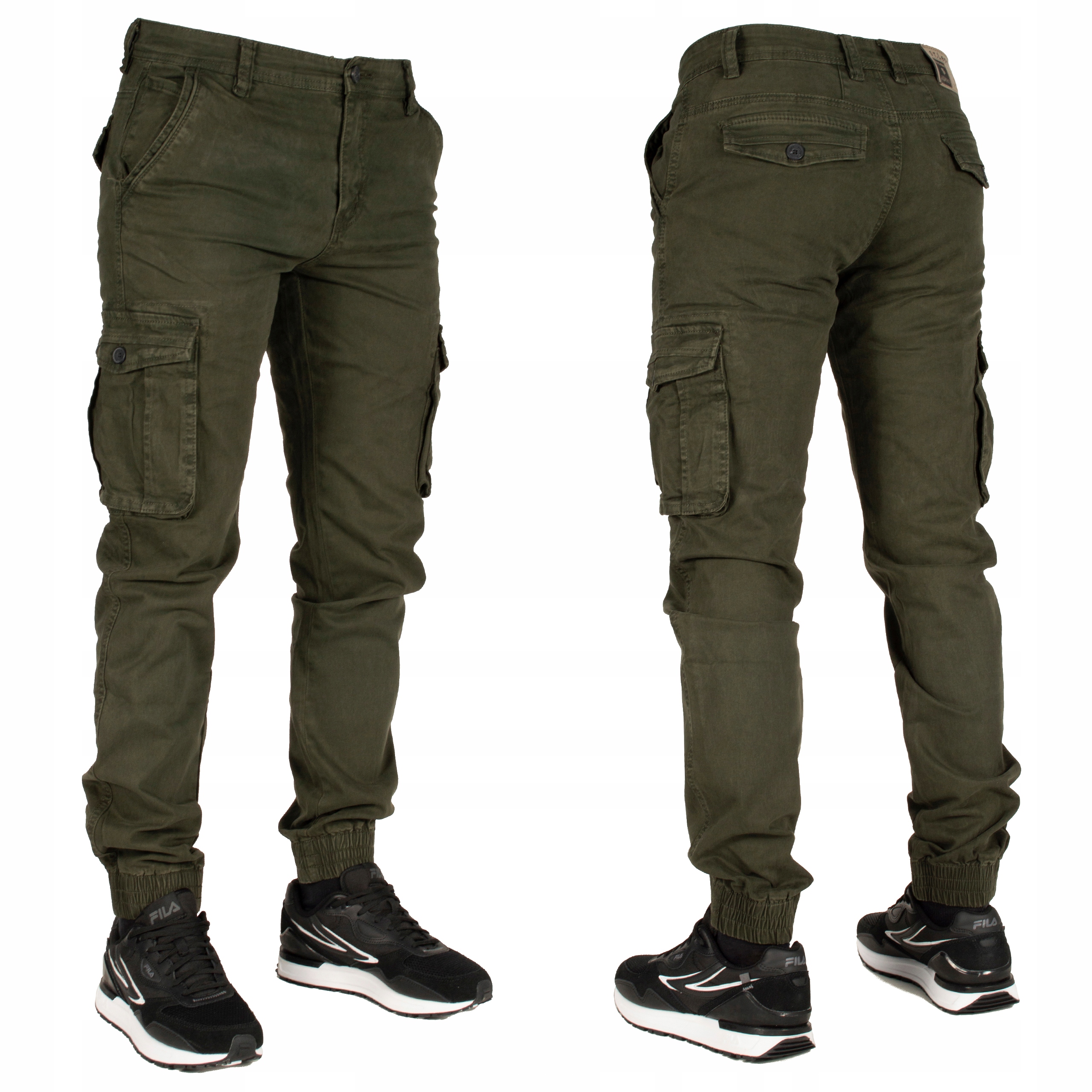 Spodnie męskie bojówki W:35 90 cm jogger khaki