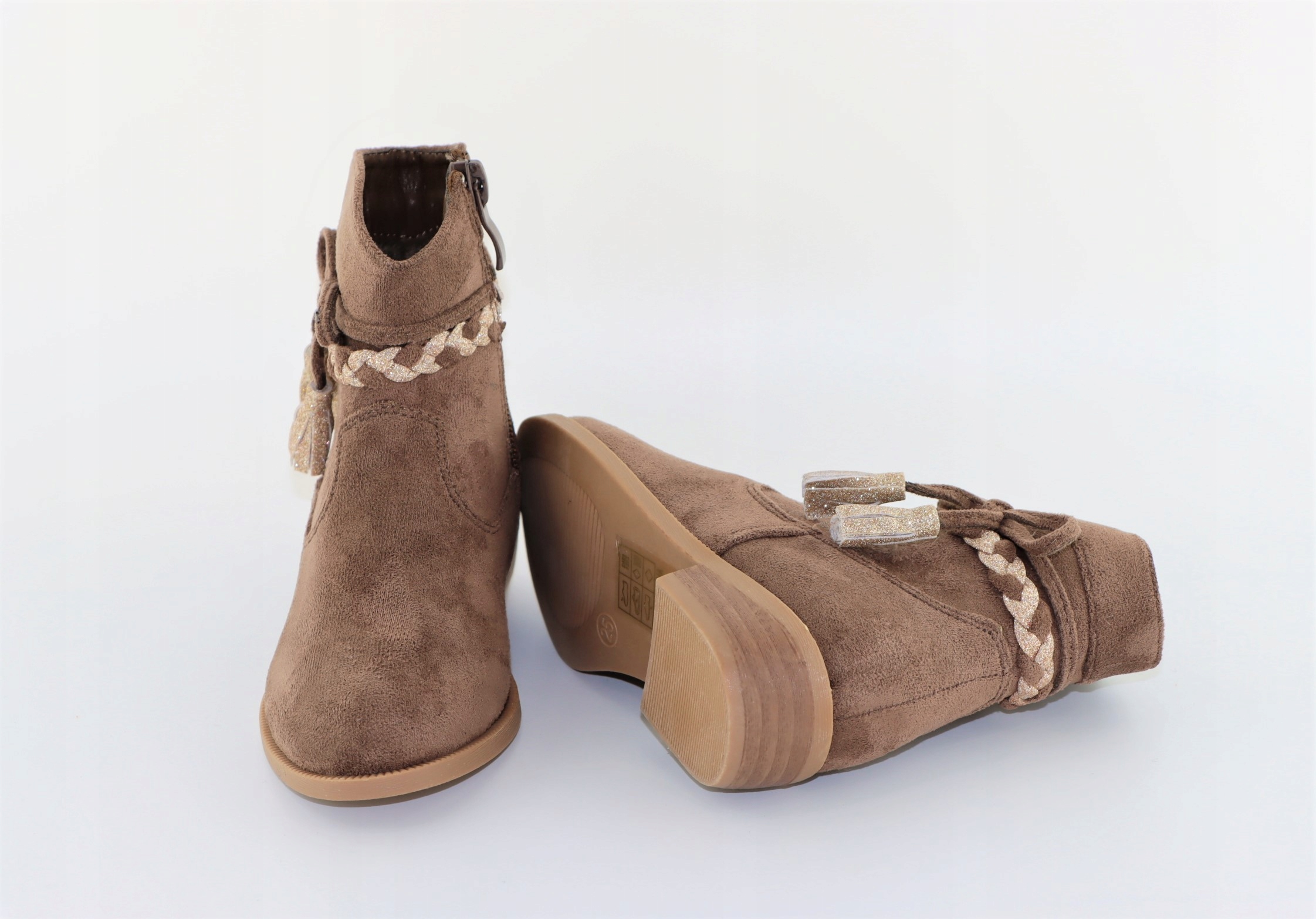 BOTKI DZIEWCZĘCE lekkie buty na jesień suwak r.25 Materiał zamsz