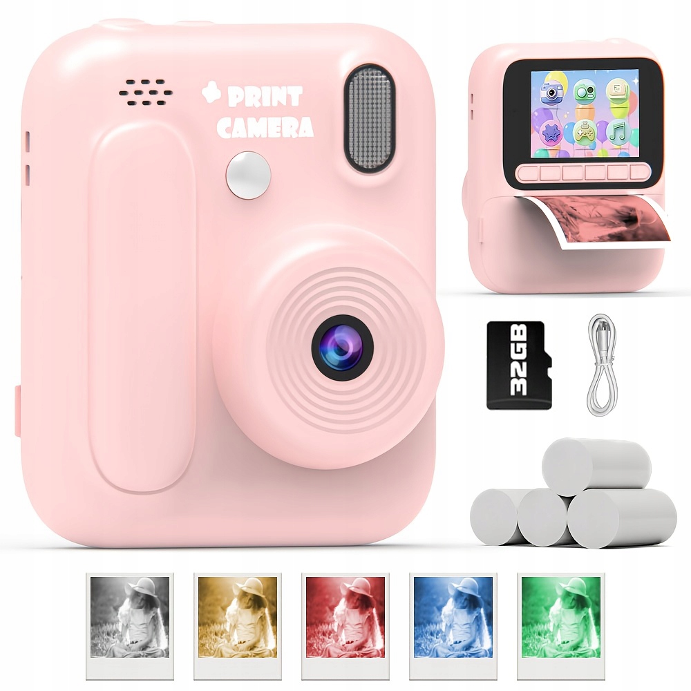 Mini Instantní Fotoaparát Tiskárna Fotografií Pro Děti, Růžová 4 Rolky