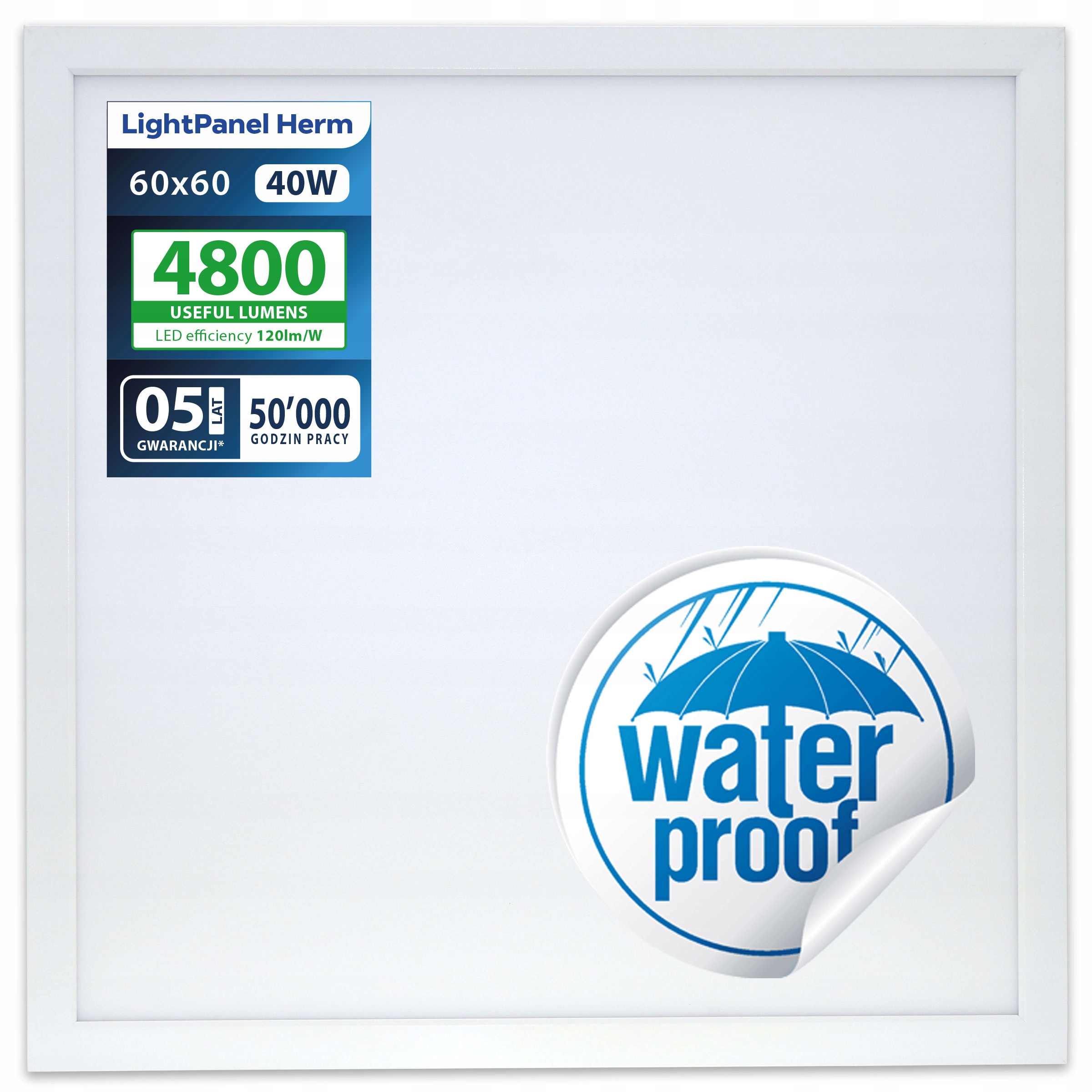 Led panel LightPanel Herm 40W 4800 lm IP65 vodotěsný 60x60 rastrová lampa