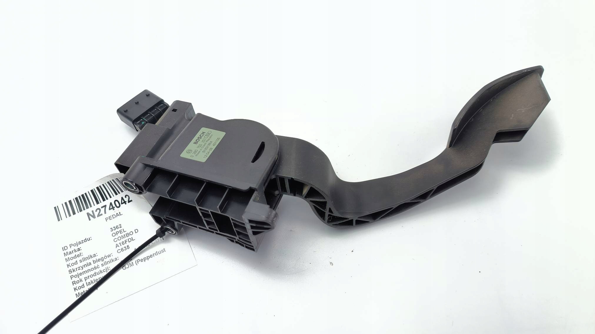 PEDAL potentiometer Gas 51831864 OPEL COMBO D