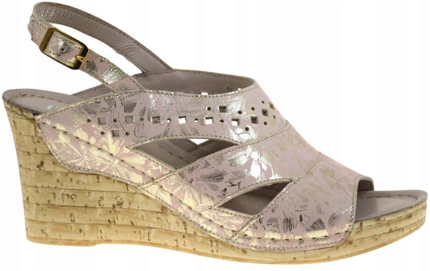 Dámské sandály na koturnu z přírodní pohodlné kůže Pollonus 5-1398-004 R39