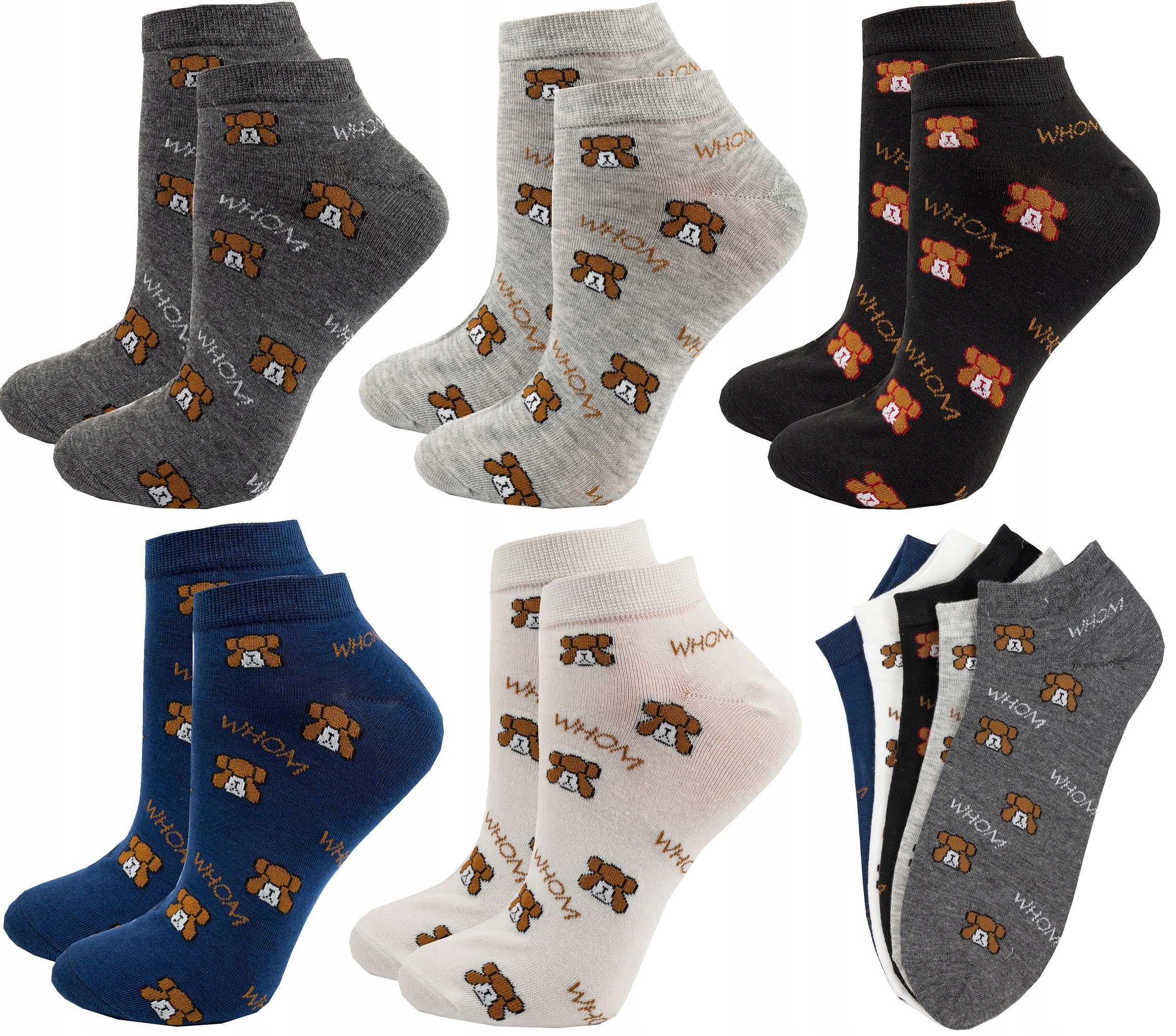 

5Par Damskie Skarpetki Stopki Bawełna