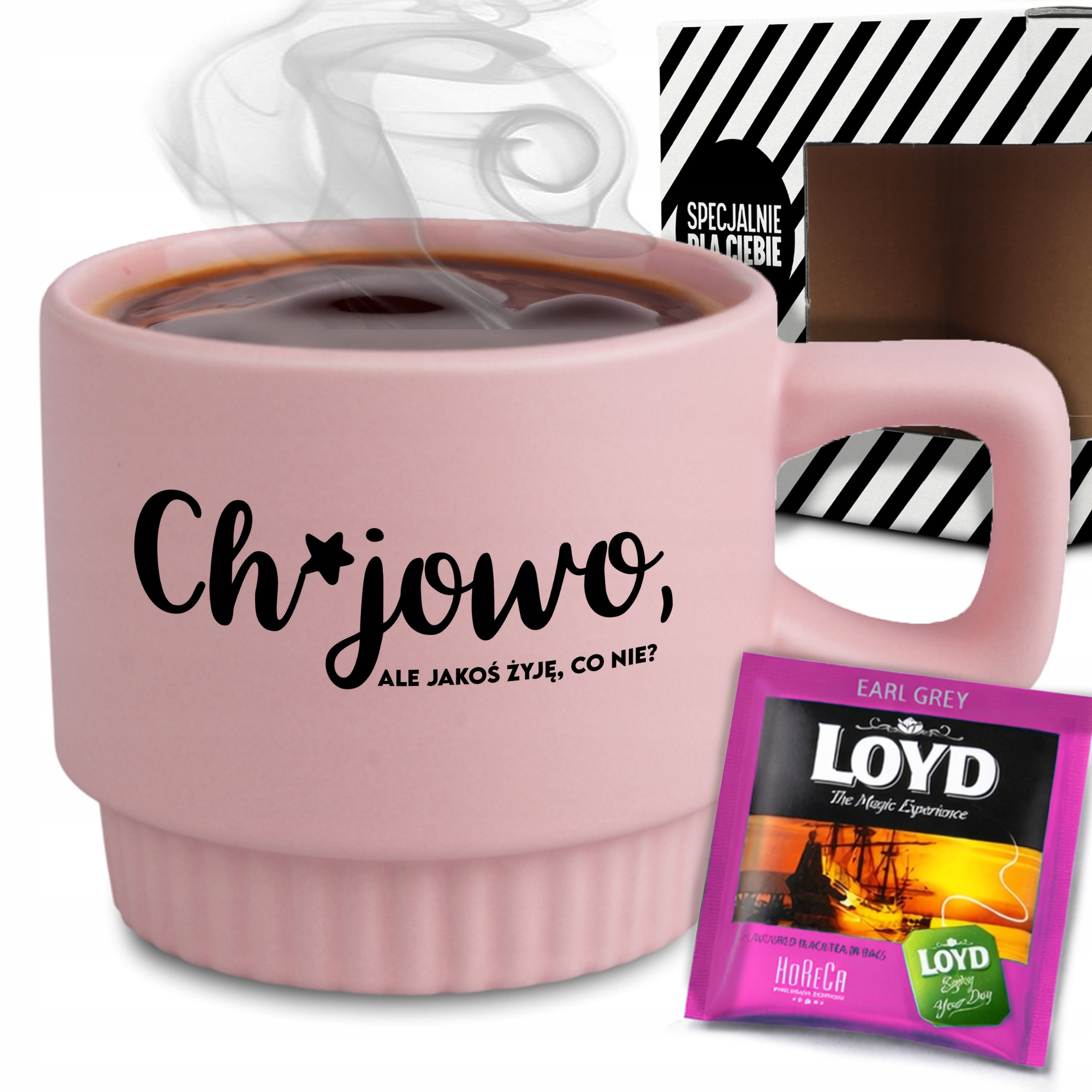 Ryhovaný Hrnček V Krabici Ružový Čaj, Ale Nejako Žijem, Nie? Darček