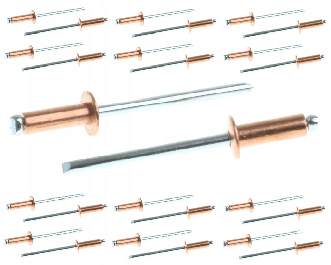 Nity Zrywalne Miedź Stal 4 x 8 mm Nit Zrywalny Miedziany Cu/St 25 szt.