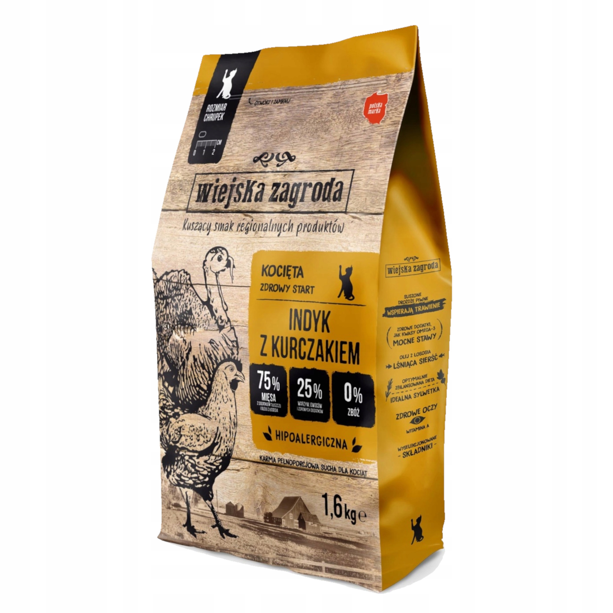 Levně 2x Wiejska Zagroda Koťata Krůta s kuřecím masem krmivo pro koťata 1,6 kg