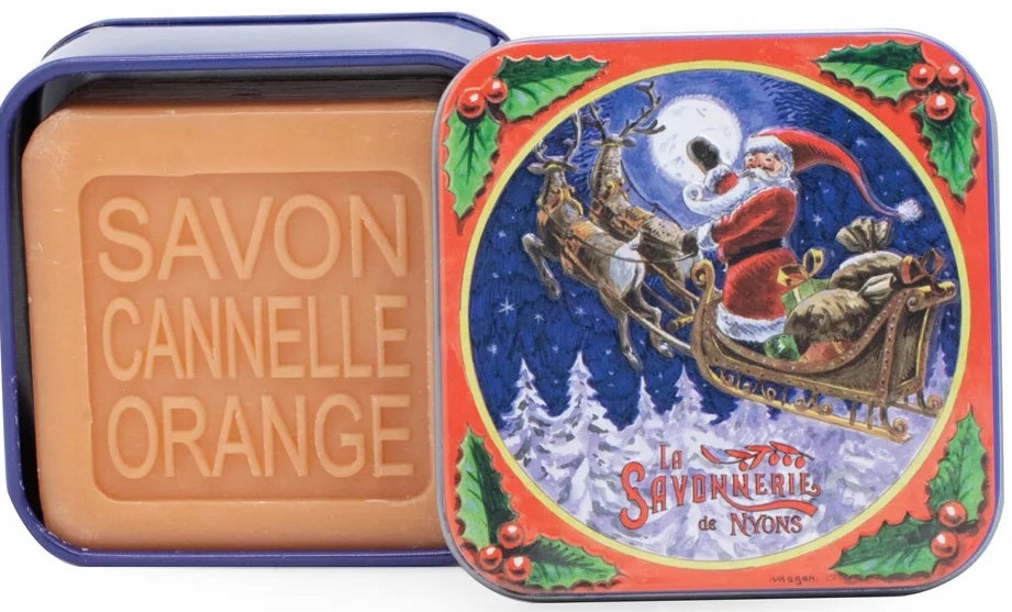 Marseillské mýdlo La Savonnerie de Nyons Skořice Pomeranč Box Mikuláš 100 g