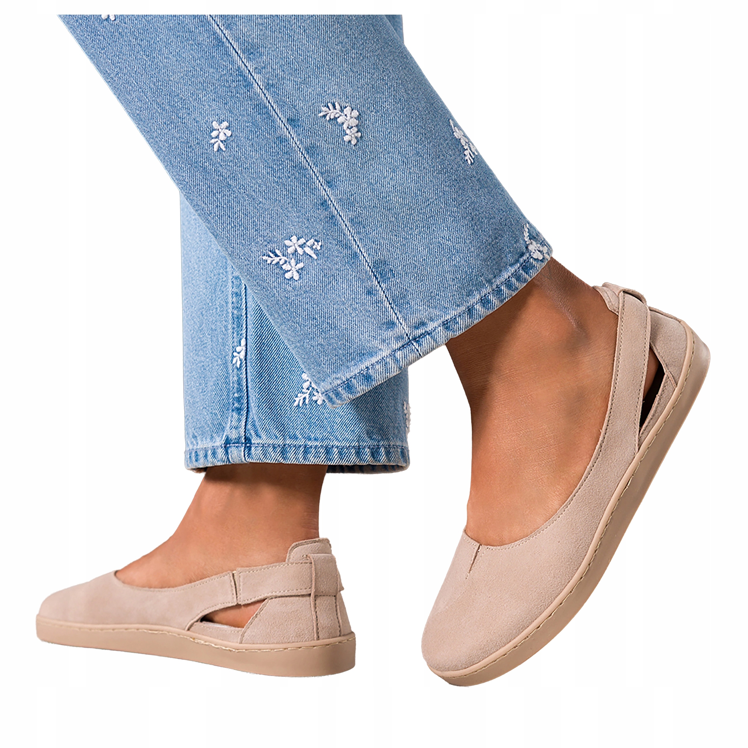 Baleríny Béžové Dámské Kožené Barefoot Semišové Elastická podrážka r 40