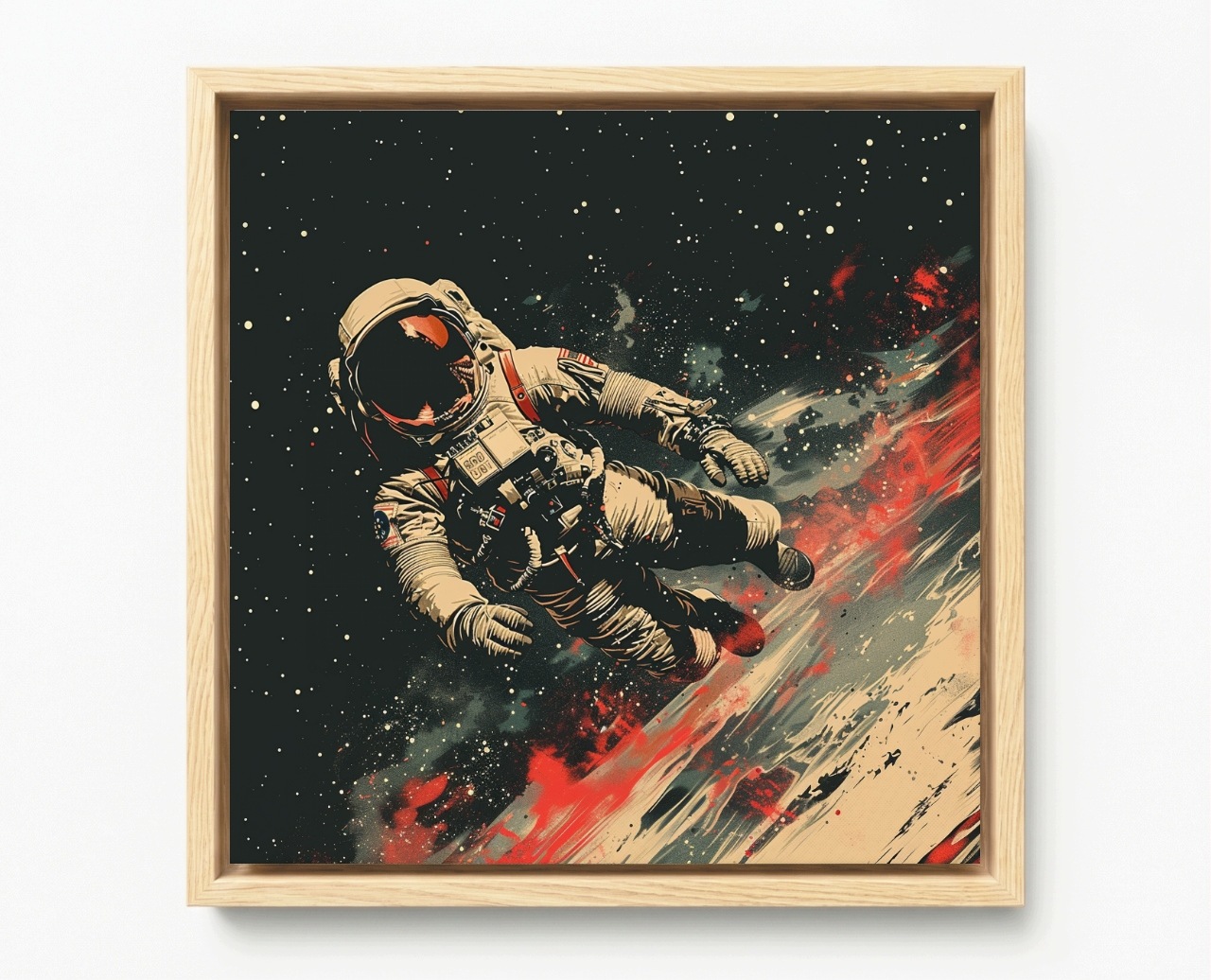 Obraz Rám American Box Astronauta Vesmír Galaxie Grafika Umění 50x50