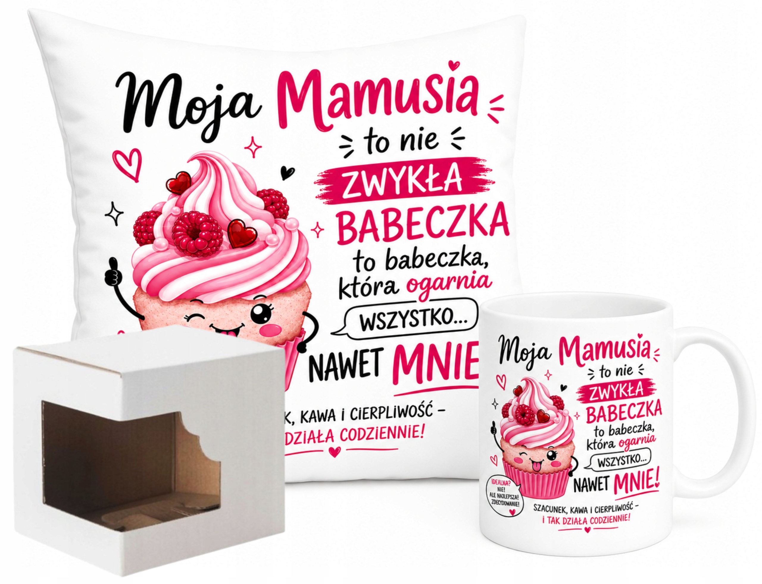 Zestaw dla Mamy Kubek Poduszka Dzień Matki moja mama to niezwykła babeczka