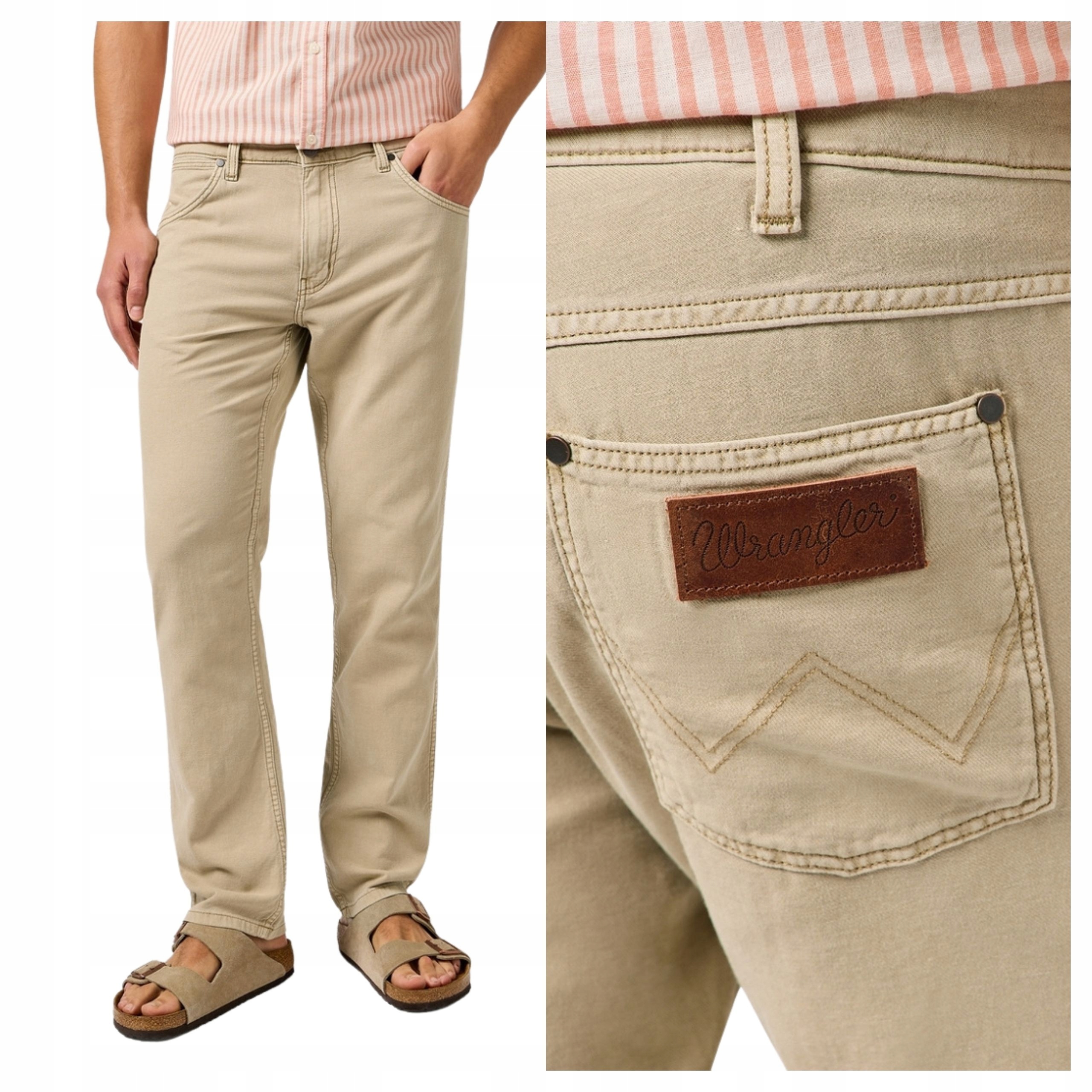 Pánské kalhoty Wrangler Greensboro Straight Fit Béžová Timberwolf W34 L32