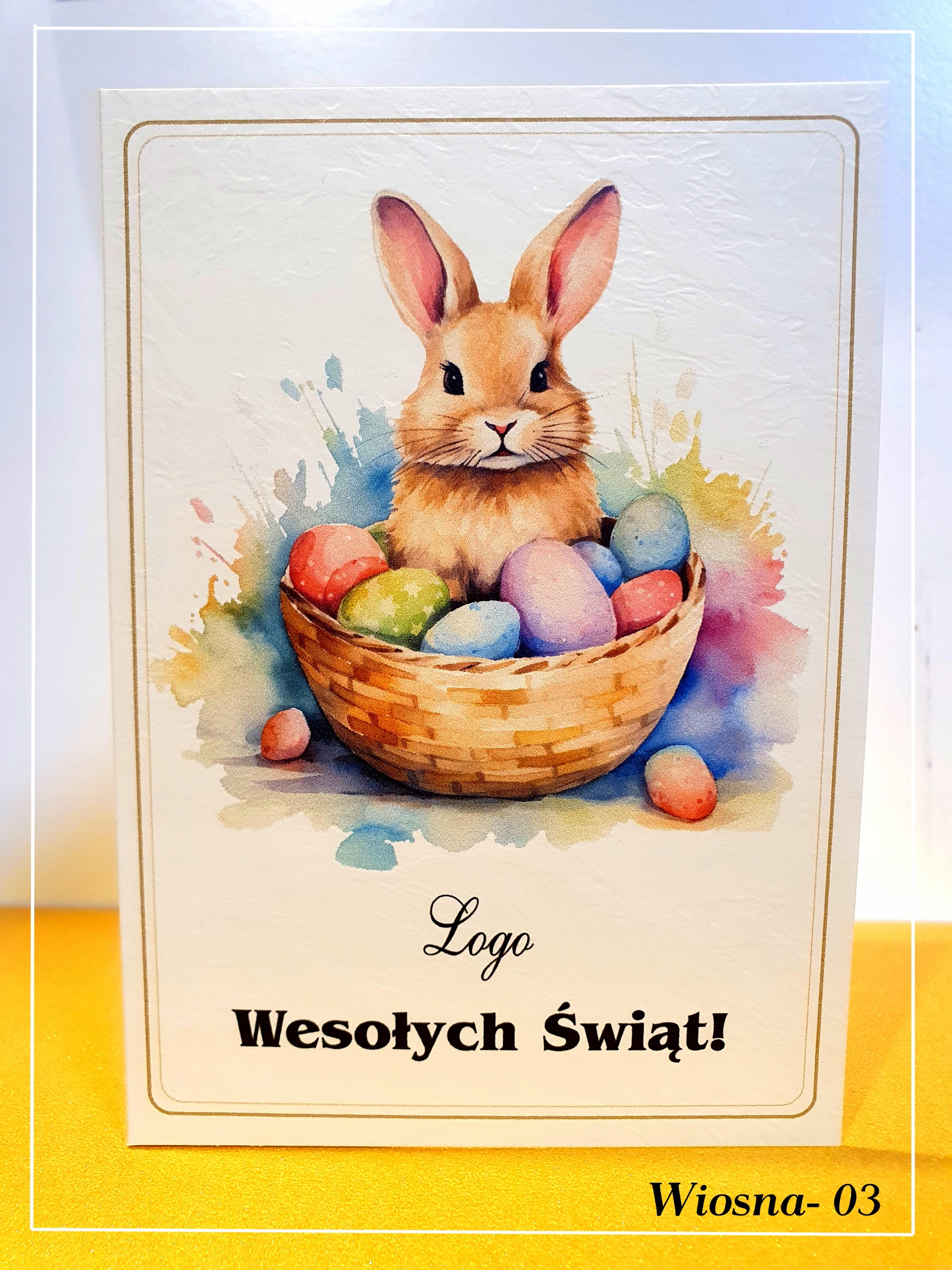 FIRMOWE BIZNESOWE KARTKI ŚWIĄTECZNE WIELKANOCNE PASTELOVE KOPERTA LOGO Materiał papier