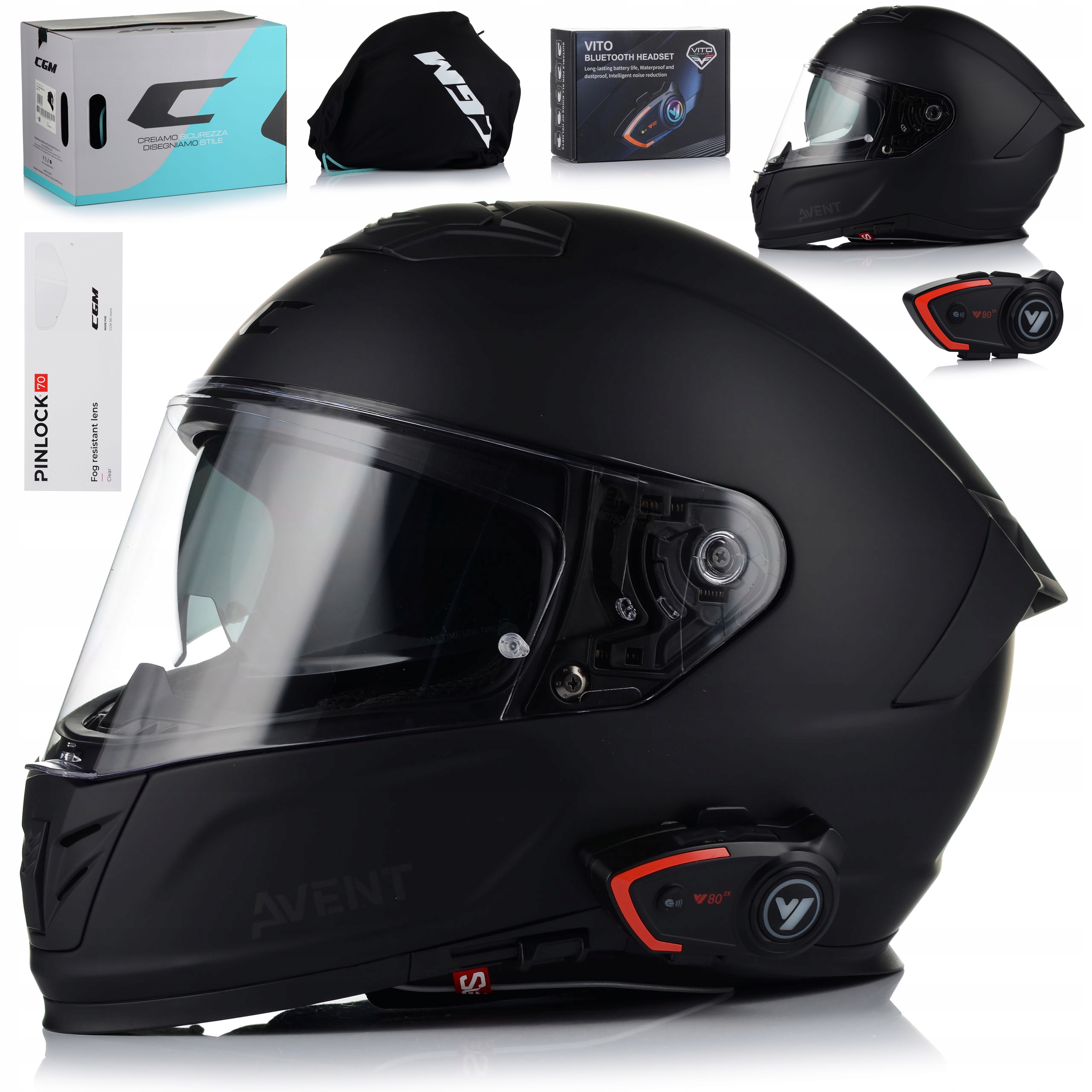 Motocyklová Prilba Cgm 361 Avent Fiberglass Pinlock 70 Blenda Interkom