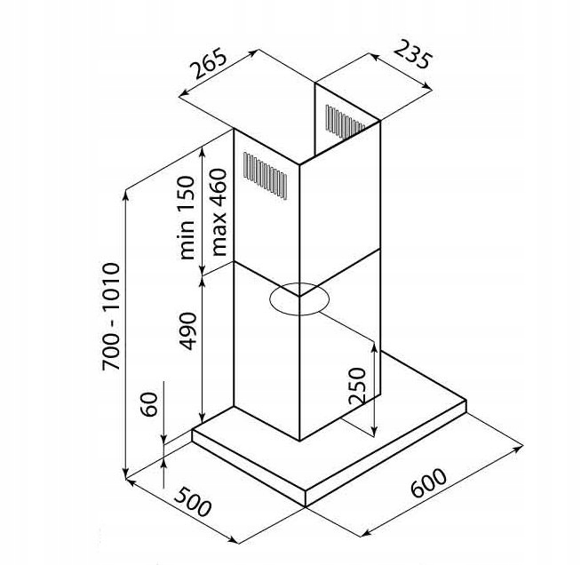 OKAP KUCHENNY VISIO 60.2 BLACK Rodzaj okapu ścienny