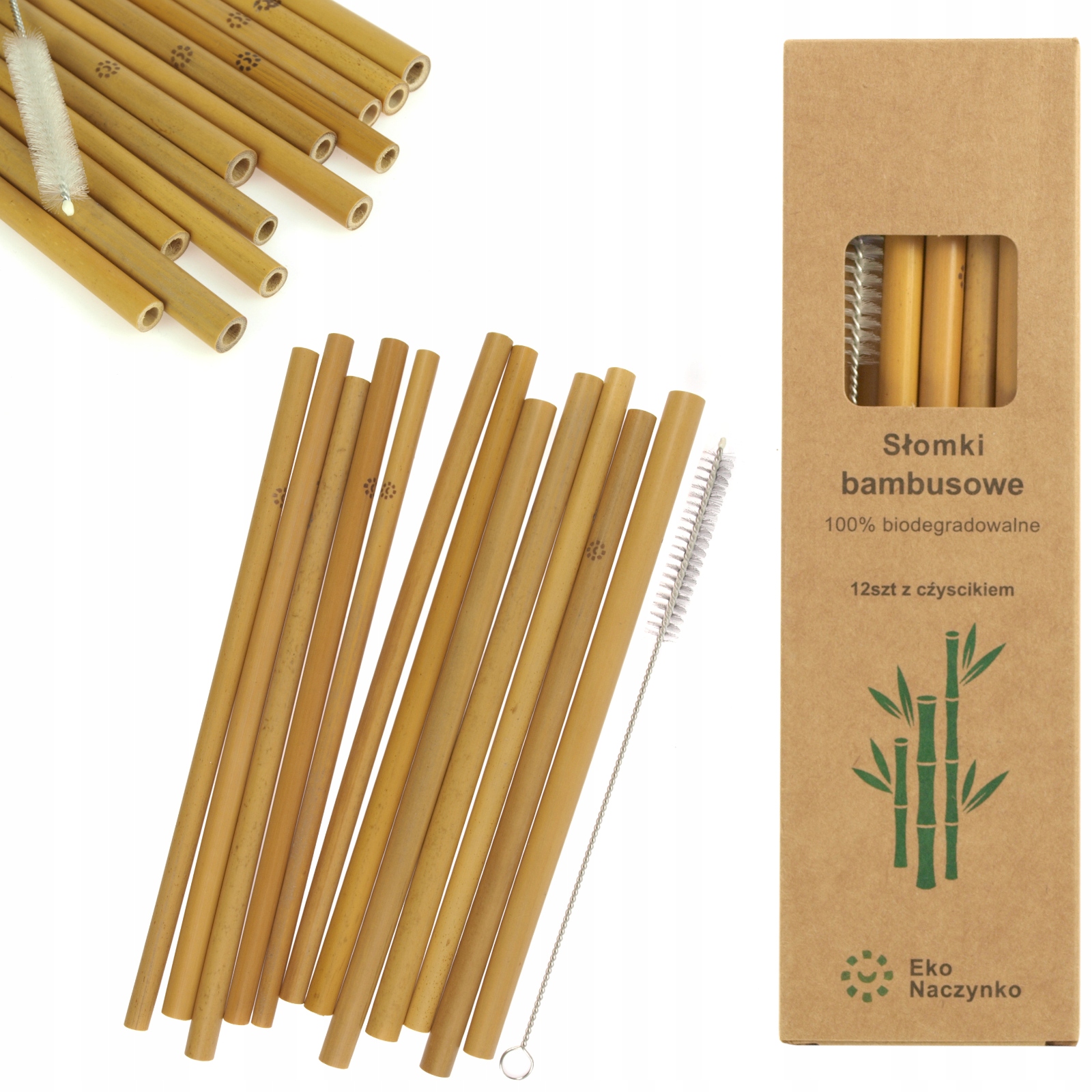 

Słomki Bambusowe wielorazowe 200x6-10 mm 12 szt.
