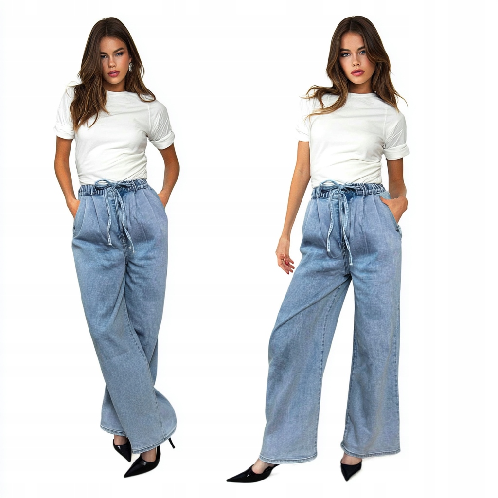 Elegantní Dámské Elastické Džíny S Širokými Modrými Zvony