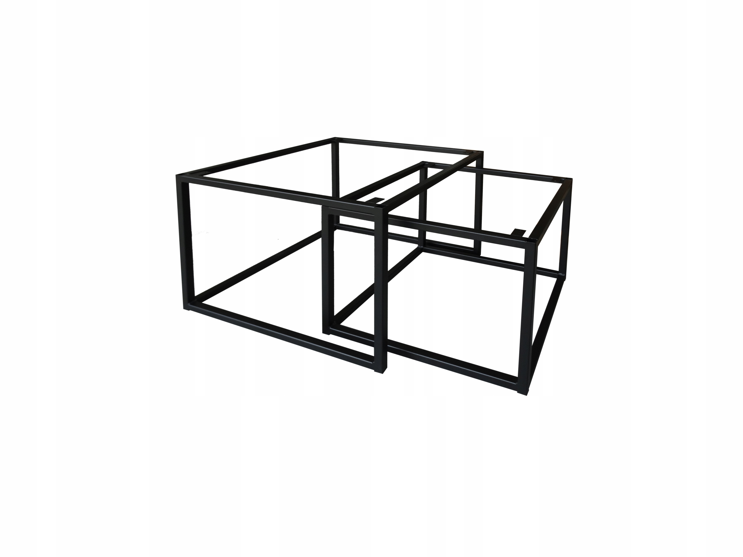 Rošt Stolíka 2v1 Štvorec Kovový Konferenčný Stolík Čierny Mat Loft 60/50CM