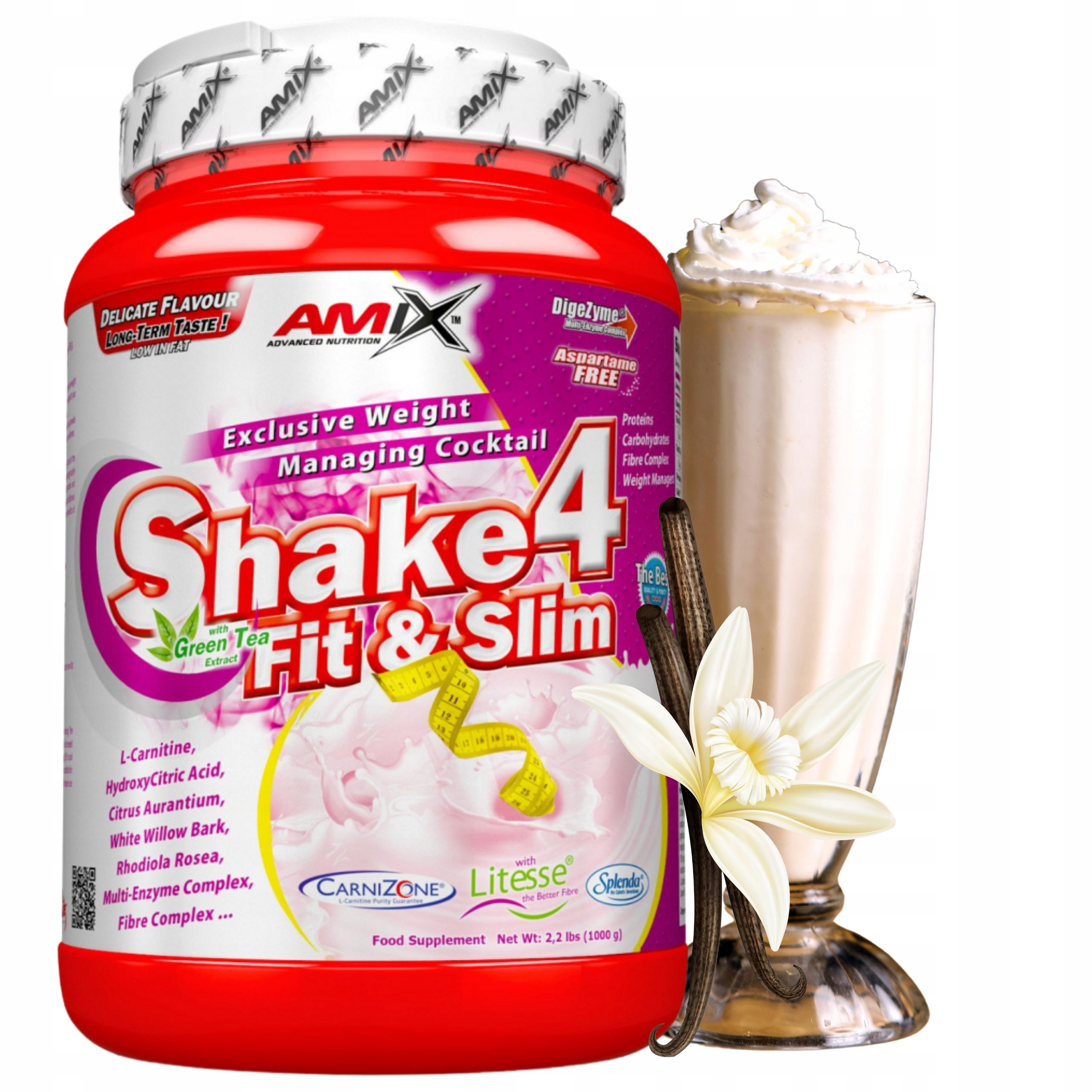 Náhradní jídlo Amix Shake 4 Koktejl na hubnutí bílkovin Vanilka 1 kg