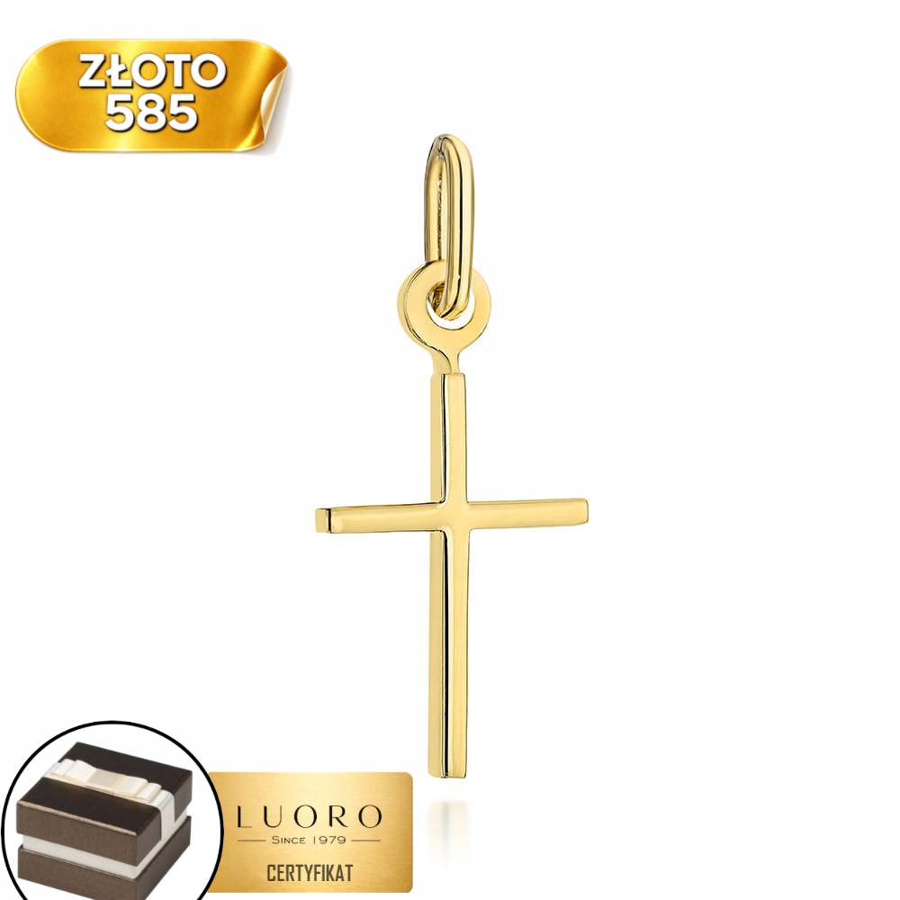 Zlatý Křížek 585 14K Jemný Diamantový 20 MM Elegantní