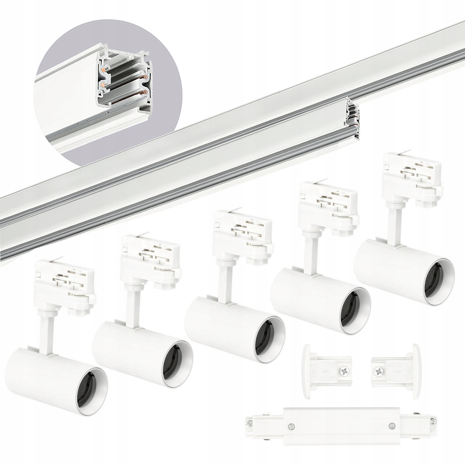 3-Fazowy System Szynowy szyna 1m+2m, I zew., 5x Reflektor na GU10 Biały Kod producenta extraLAIT00000008Izew5