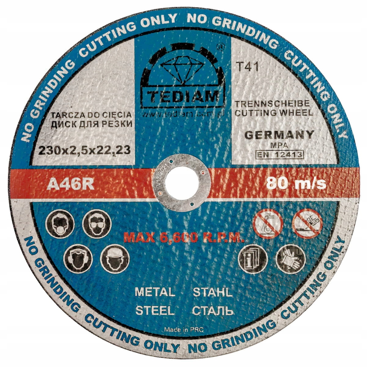 

Tarcza Do Cięcia Metalu 230 x 2,5 Tediam Metal