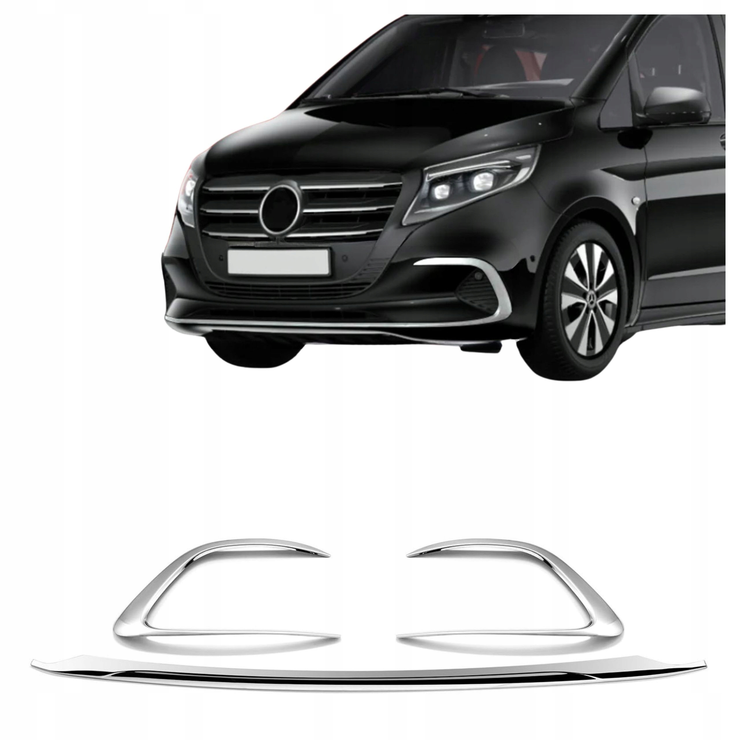 Lišta na nárazník Mercedes Vito W447 od roku 2023, chrómovaná, samolepiaca predná časť