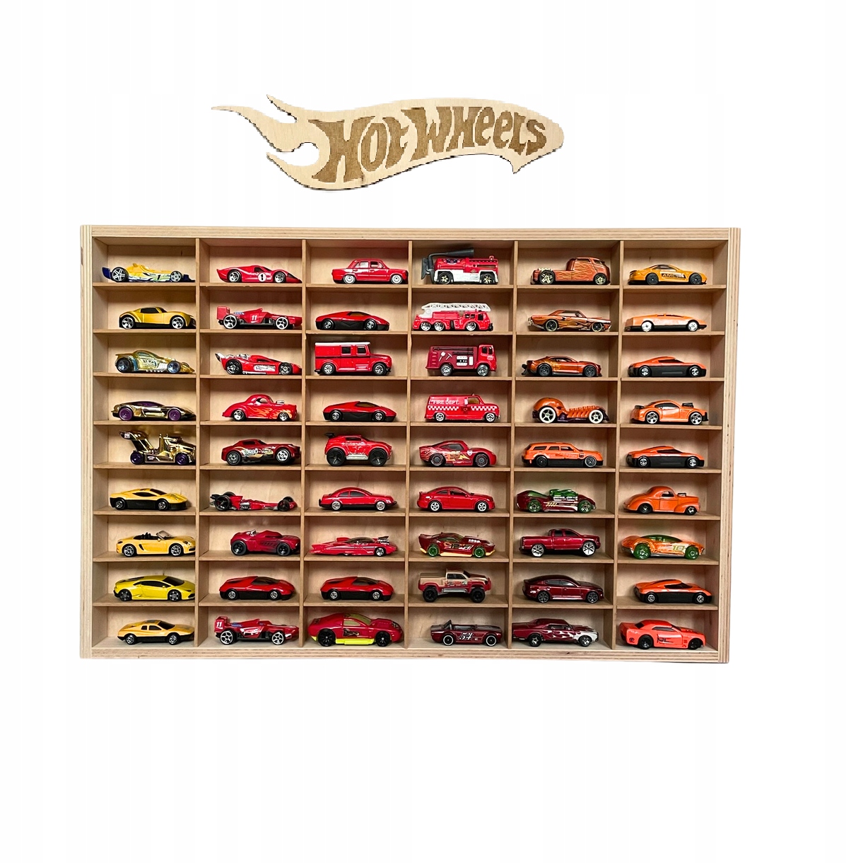 

Półka drewniana resoraki z tabliczką Hot Wheels