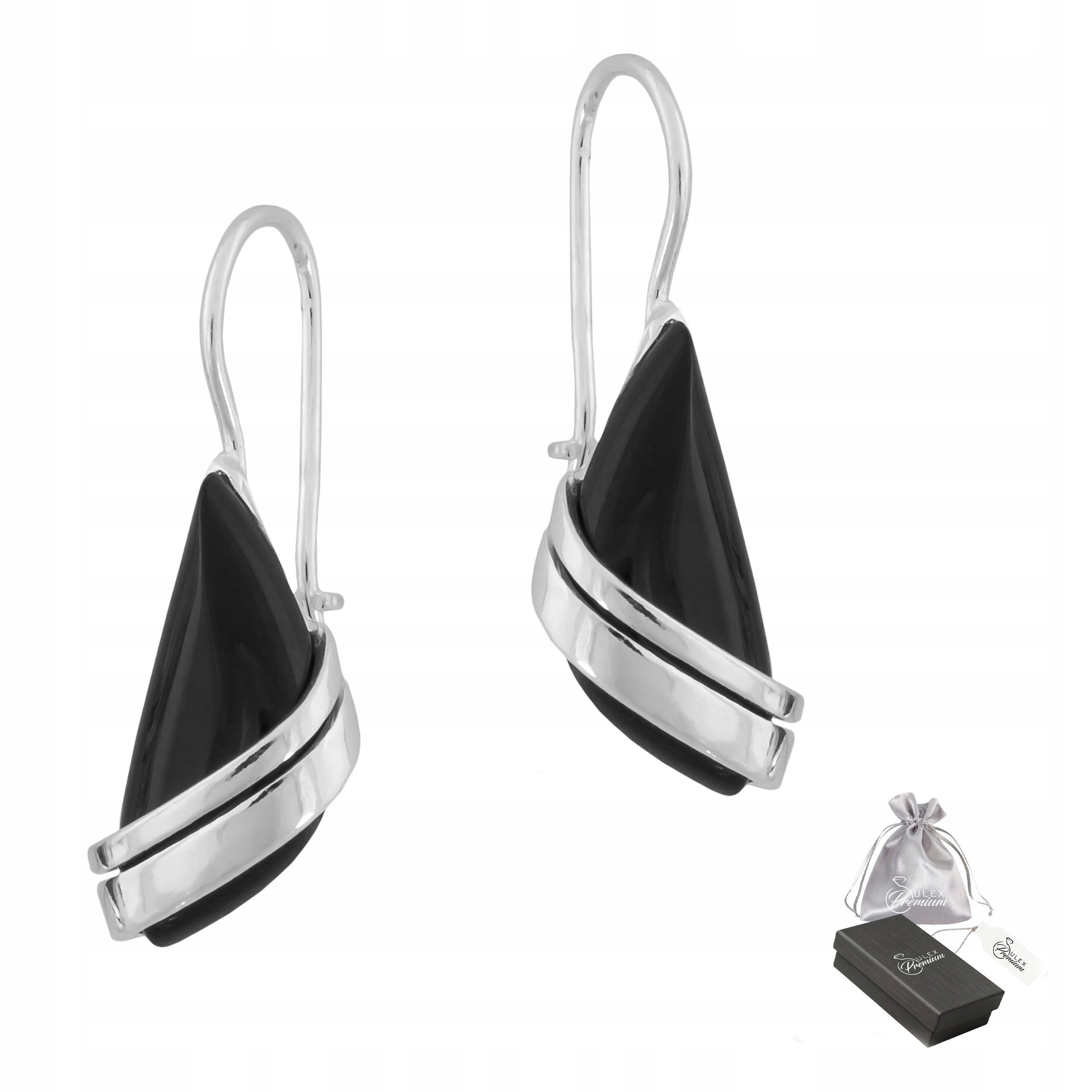 Elegantní geometrické Náušnice stříbro ryzost 925 s onyxem pro ni
