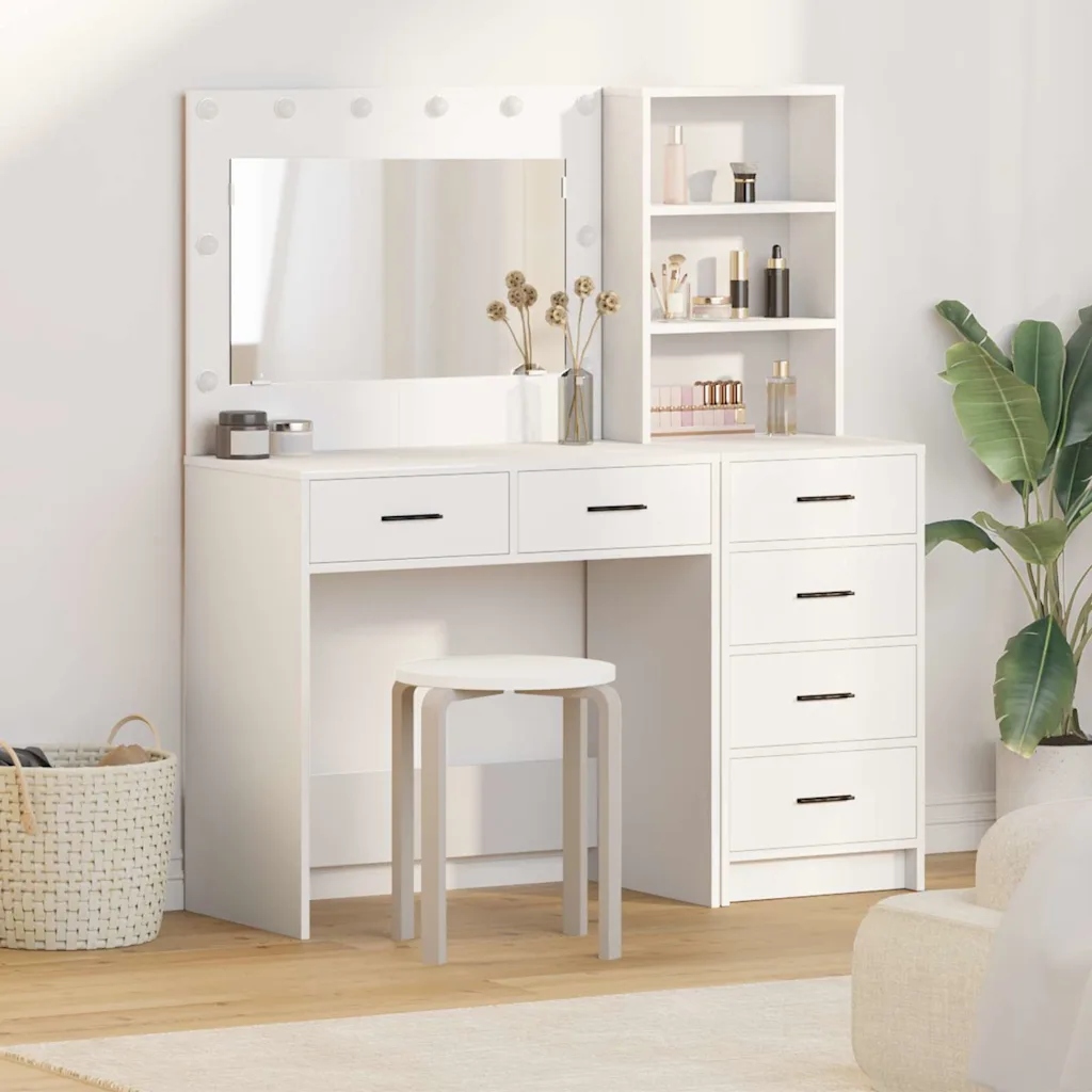 vidaXL Kosmetický stůl Bílá 78.5 x 41 x 135 cm Kompozitní dřevo