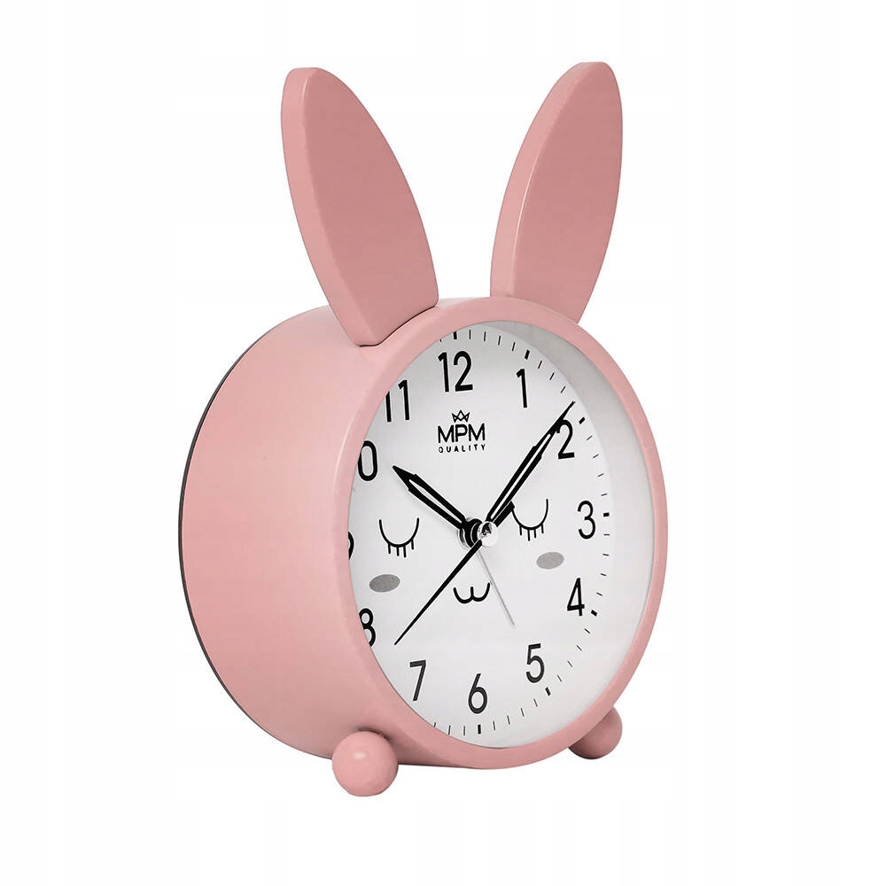 PASTELOWY BUDZIK DZIECIĘCY KRÓLIK MPM C01.4370.23 ALARM PODŚWIETLENIE Stan opakowania oryginalne