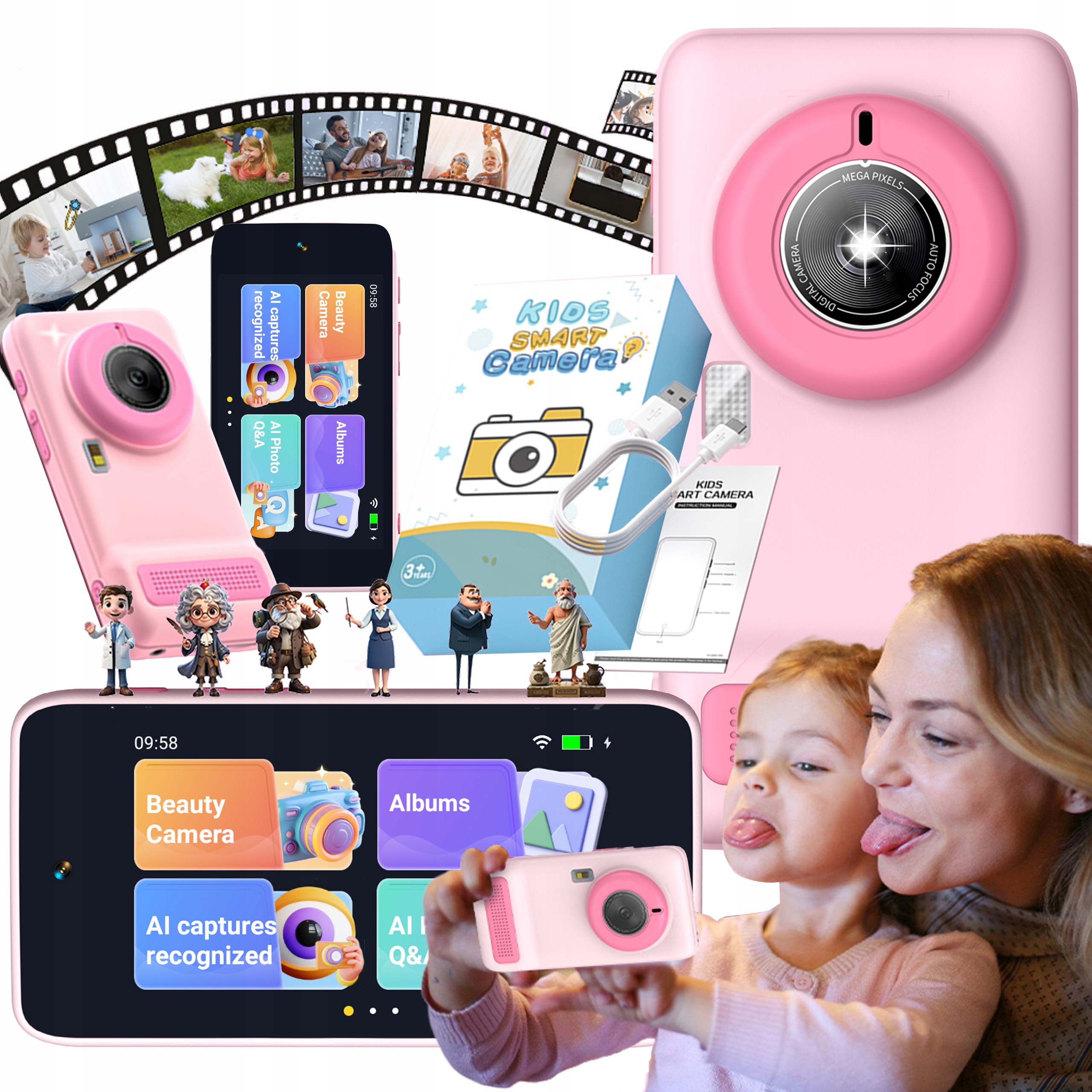 Digitální fotoaparát 5MP Ai Vzdělávací Android Dotykový Ips Růžový Ciron X1