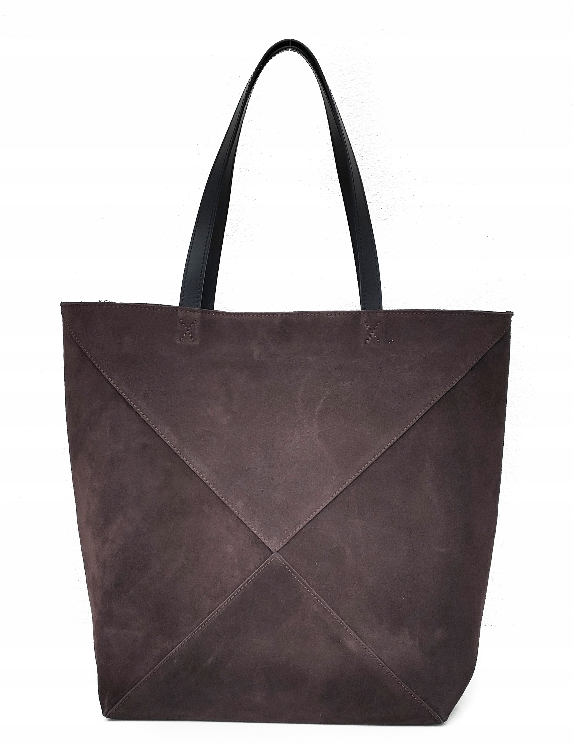 Maxi semišová taška hnědá čokoládová přes rameno