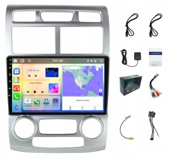 Android Rádio Navigace Kia Sportage 2004-2007 Carplay 6GB Ram 128GB Rom