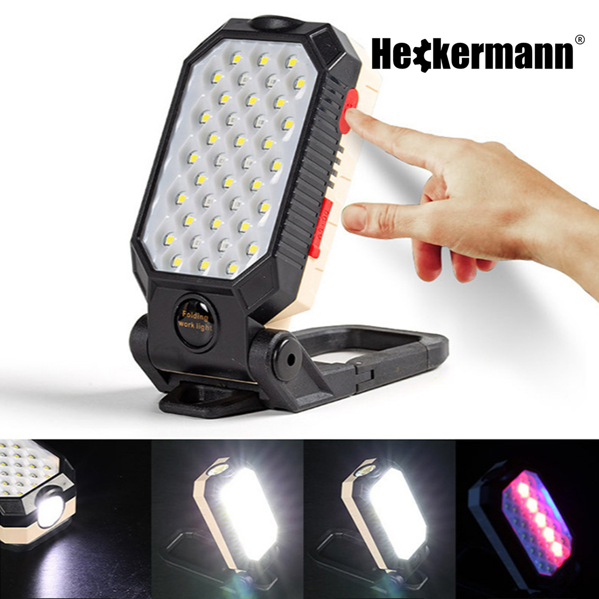 LAMPA LATARKA WARSZTATOWA LED COB HAK MAGNES USB Marka Heckermann