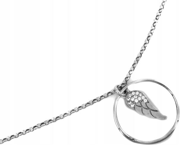Originální náhrdelník s přívěskem kolečko a křídlo se zirkony stříbro 925 r45