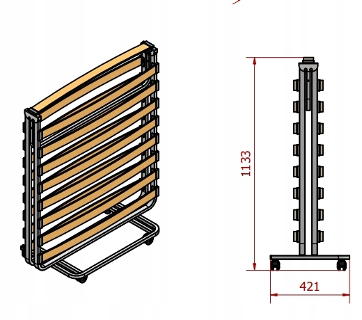 Stelaż do łóżka hotelowego/dostawka hotelowa 90 cm - z materacem Kod producenta Stelaż Aleks