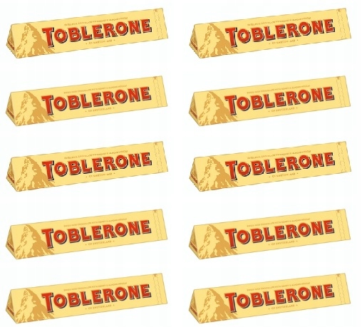 Levně 10x 100g mléčná čokoláda Toblerone se švýcarským nugátem, půlka kartonu