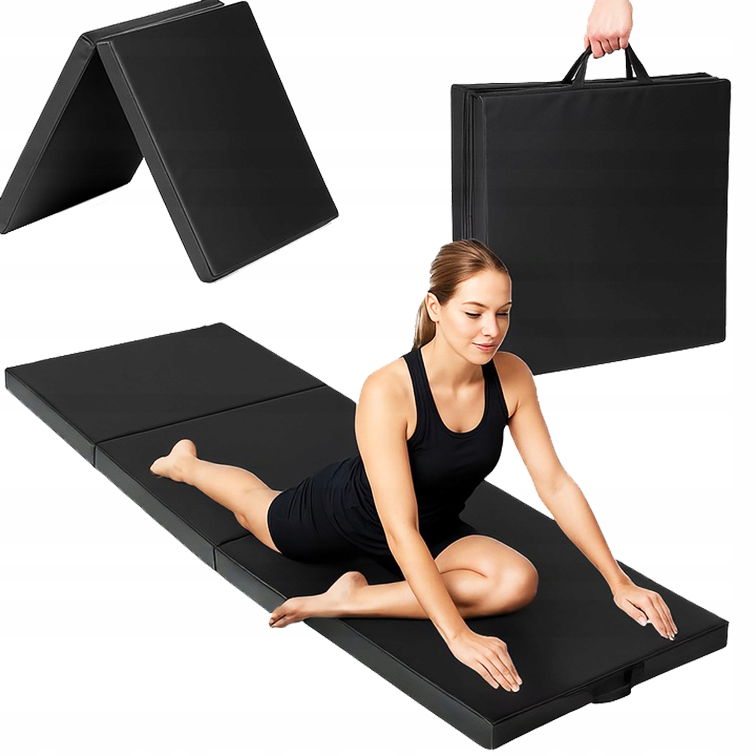 Składany materac gimnastyczny 180cm do masażu fizjoterapii 5cm ciemnoszary