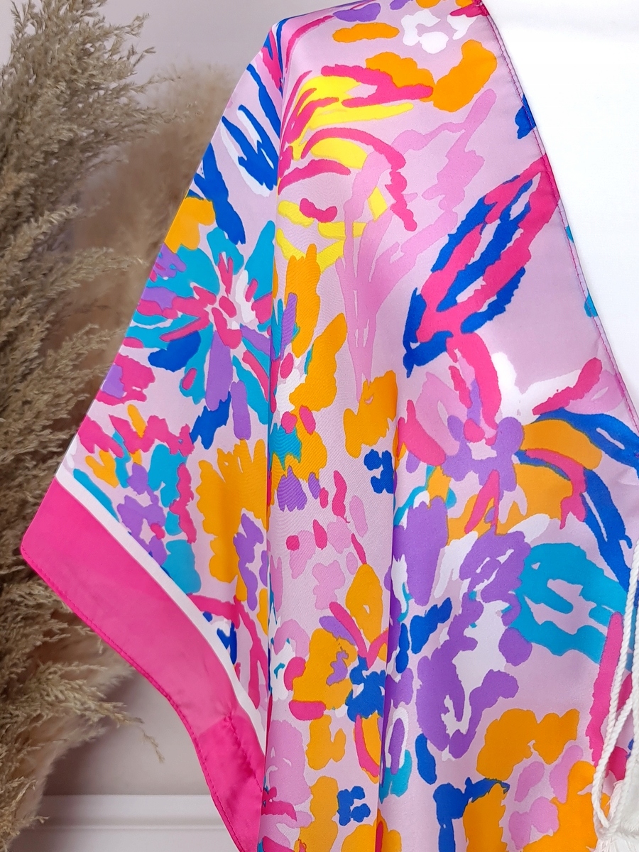 JEDWABNE PAREO CHUSTA PLAŻOWA narzutka BOHO KOLORY Wzór dominujący mix wzorów