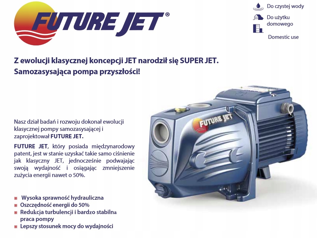 FJET2A+OSPRZĘT насос future jet 2a 230v + оборудование 120l58m pedrollo