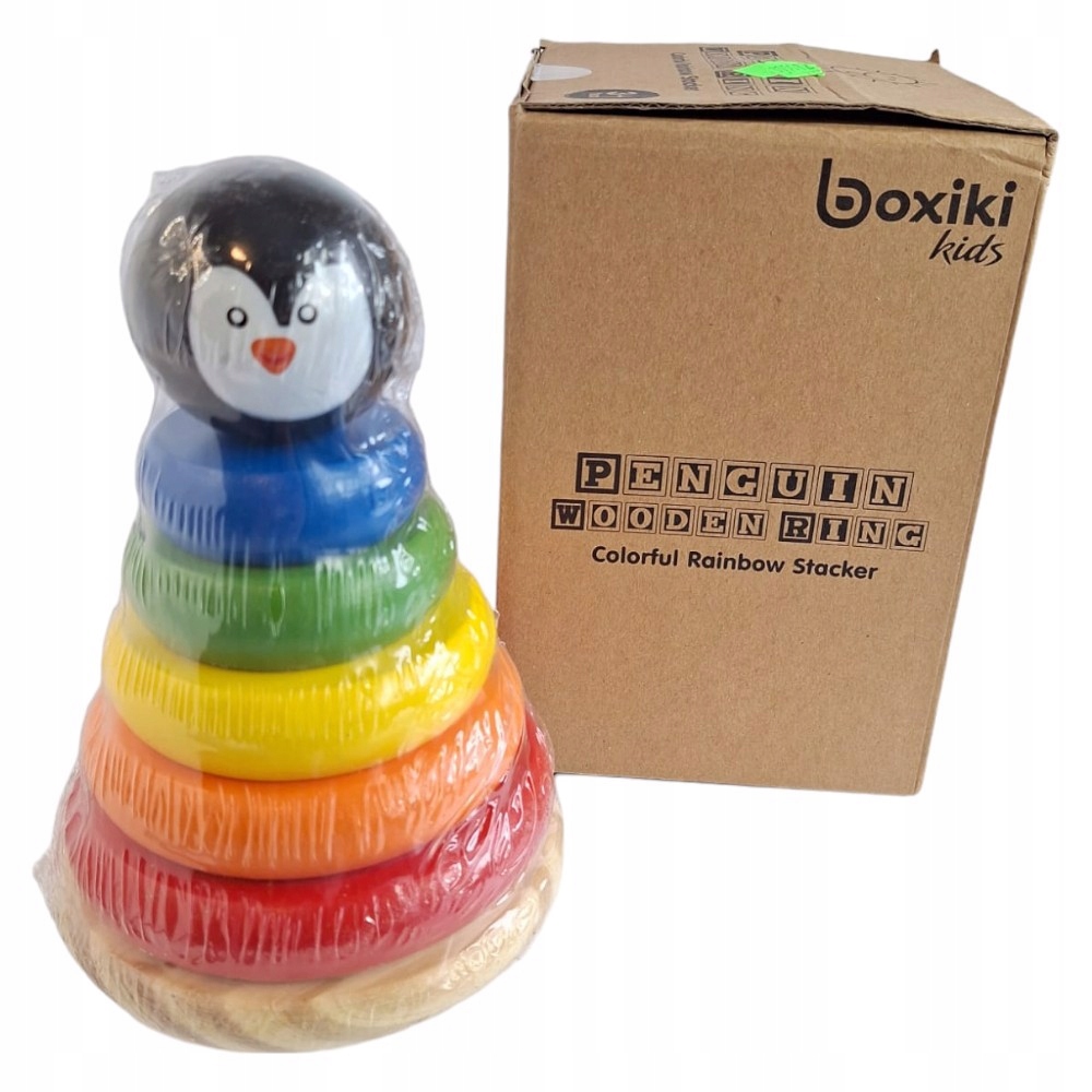 Układanka Drewniana Piramida Sorter Wieża Pingwin Wysokość produktu 18 cm