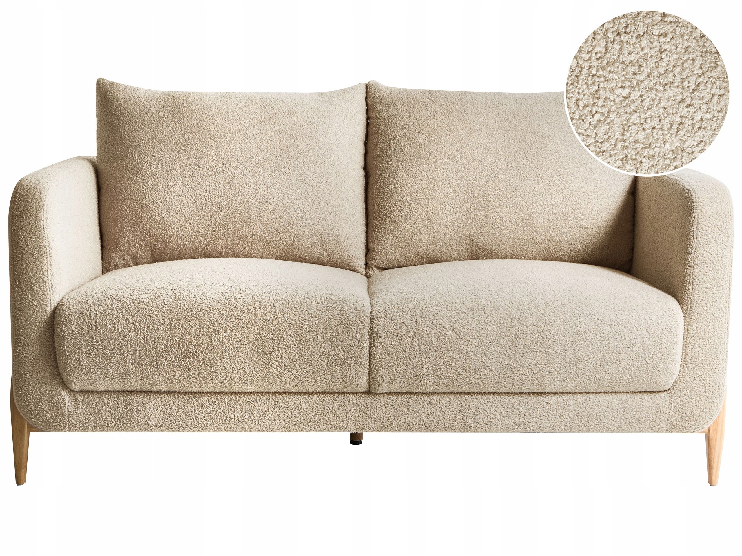 Tapicerowana sofa boucle 2-osobowa beżowa