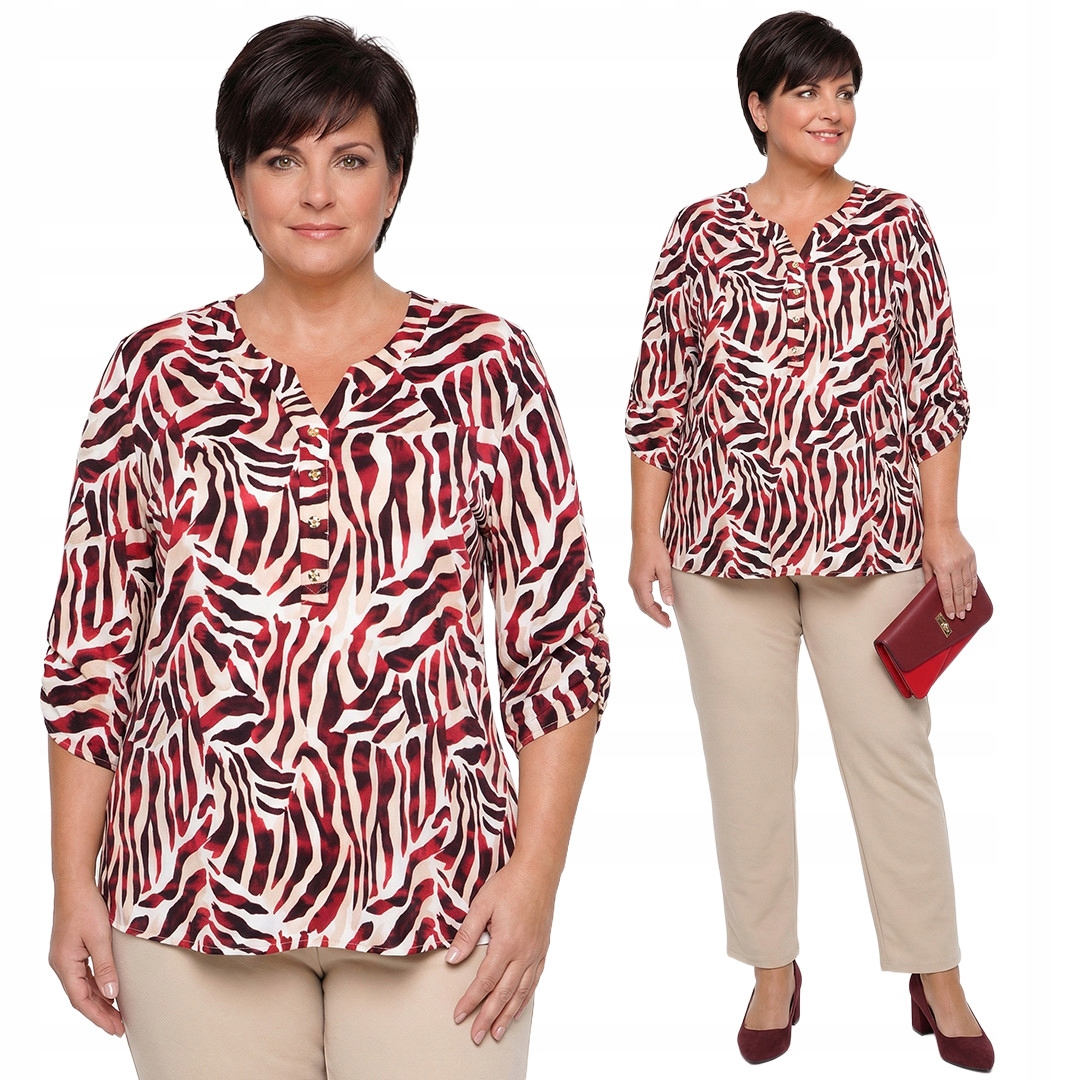 Bordó-béžová halenka se zvířecím vzorem plus size velikost 54