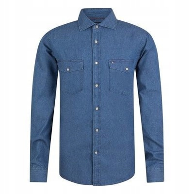 Tommy Hilfiger pánská košile modrá tmavá džínovina, Velikost S