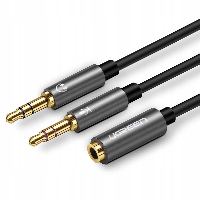Ugreen kabel rozdzielacz Aux 3,5 mm jack F 2x 3,5 mm jack M czarny
