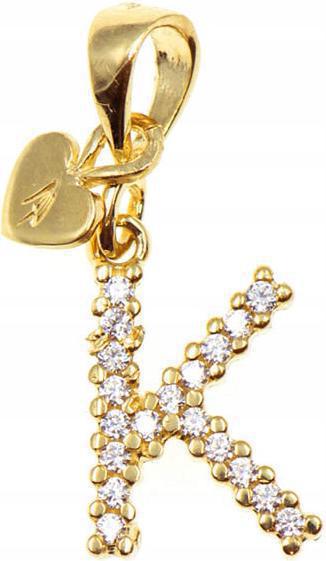 Zlatý přívěsek 585 písmeno K se zirkony 0,73 g, módní vzor na řetízek