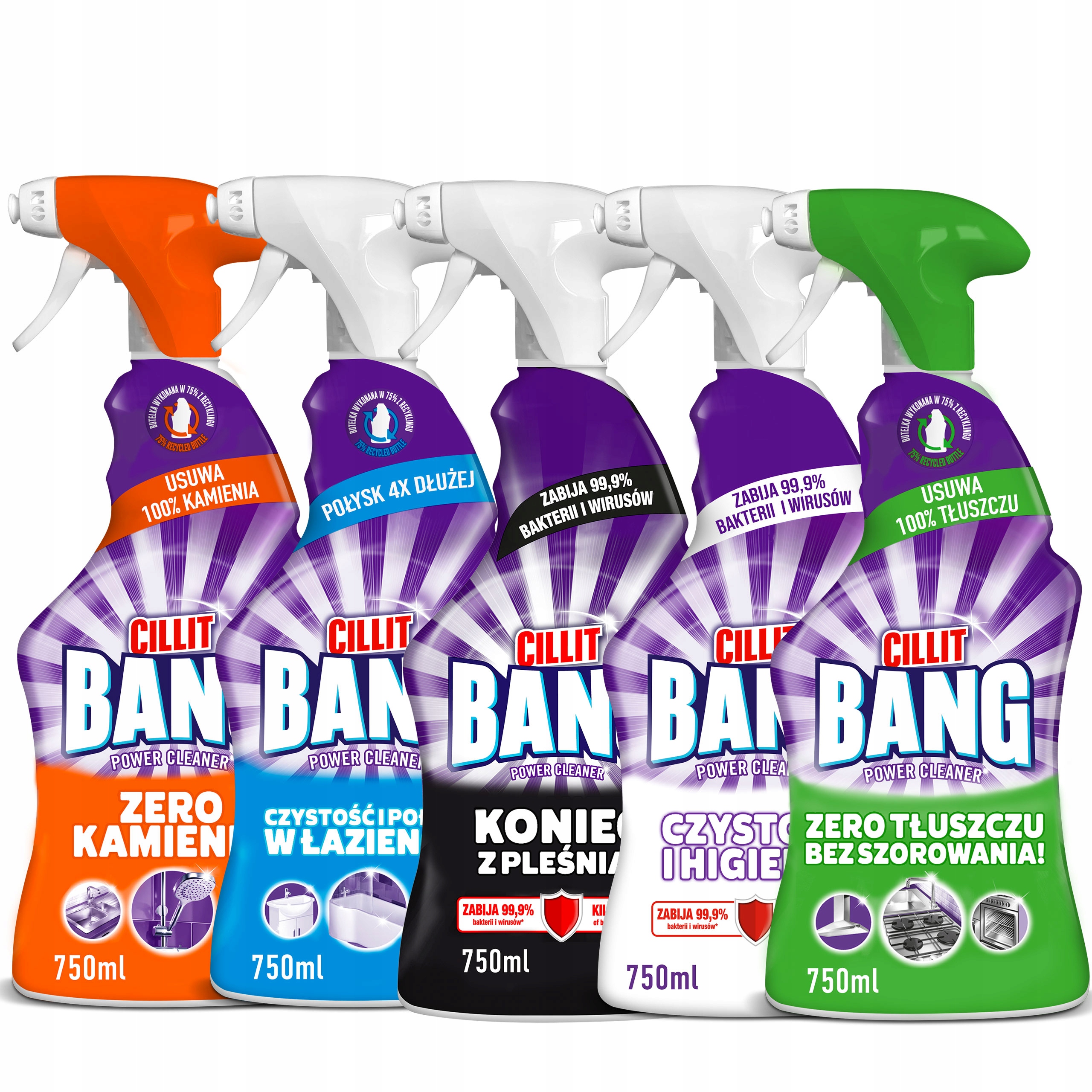 Levně Cillit Bang Tekutiny na čištění různých povrchů Sada 5 x 750 ml